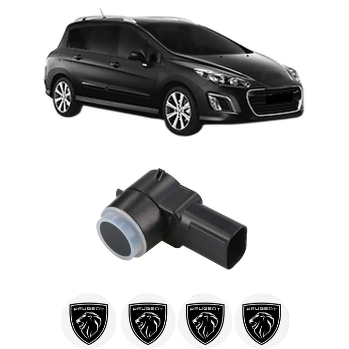 Senzor parcare PEUGEOT 308 SW I Estate Van (4E_) din 2008-2012, pentru bara Fata Spate, 4 Stickere auto PEUGEOT