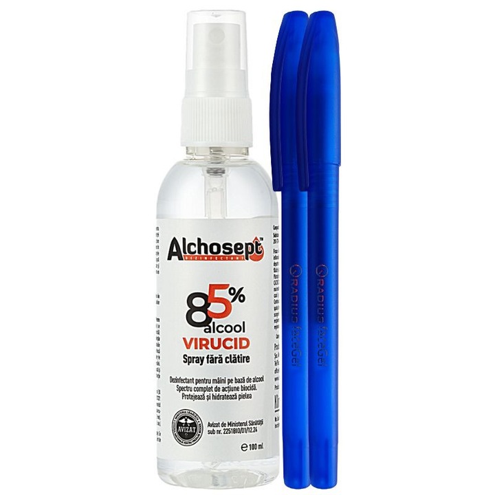 Dezinfectant ALCHOSEPT 100 ml – Pentru Maini si Tegumente, Eficient Impotriva Bacteriilor si Virusurilor si 2xPix Radius