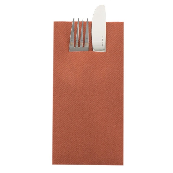Servetele cu BUZUNAR pentru tacamuri Linclass - Terracotta (Caramiziu - Portocaliu inchis) / 40 x 40 cm / 75 buc