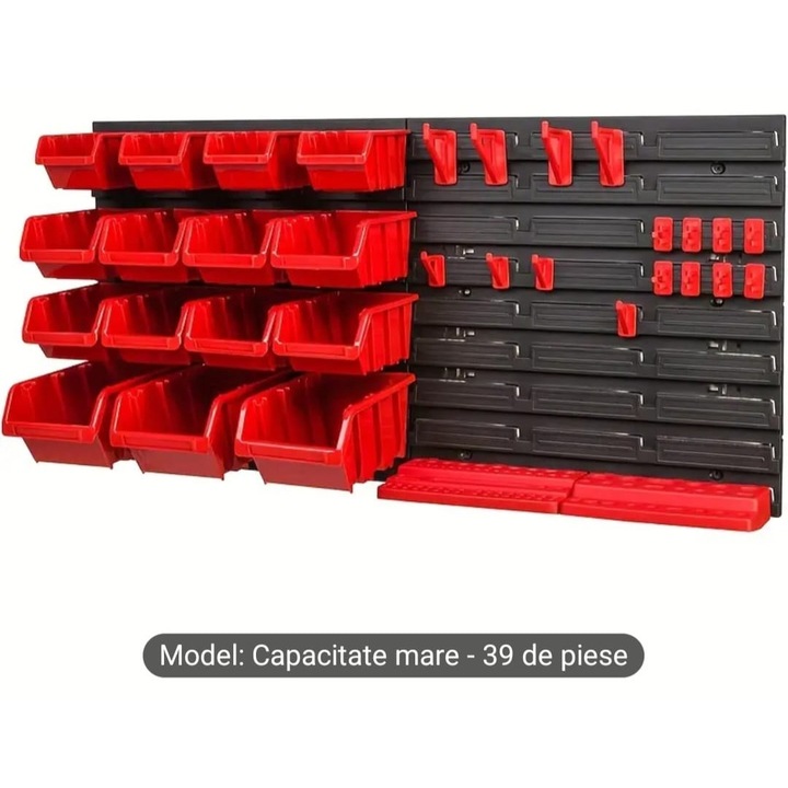 Raft Organizator Mare pentru Scule si Unelte – 39 de Piese, cu Suporturi si Cutii de Depozitare