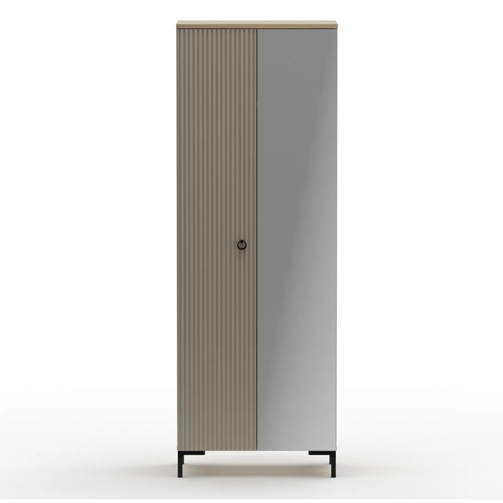 Dulap Expomob DOMINICA, 2 usi, cu oglinda, dimensiune 70x41x199 cm, culoare taupe + stejar silverjack