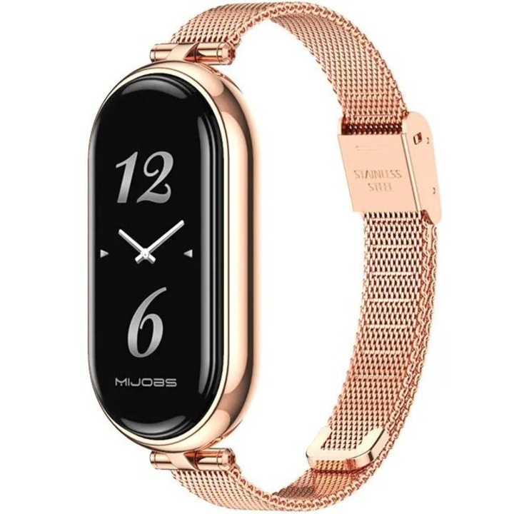 Bratara Milanese pentru Xiaomi Smart Band 10/9/8, Auriu Roz