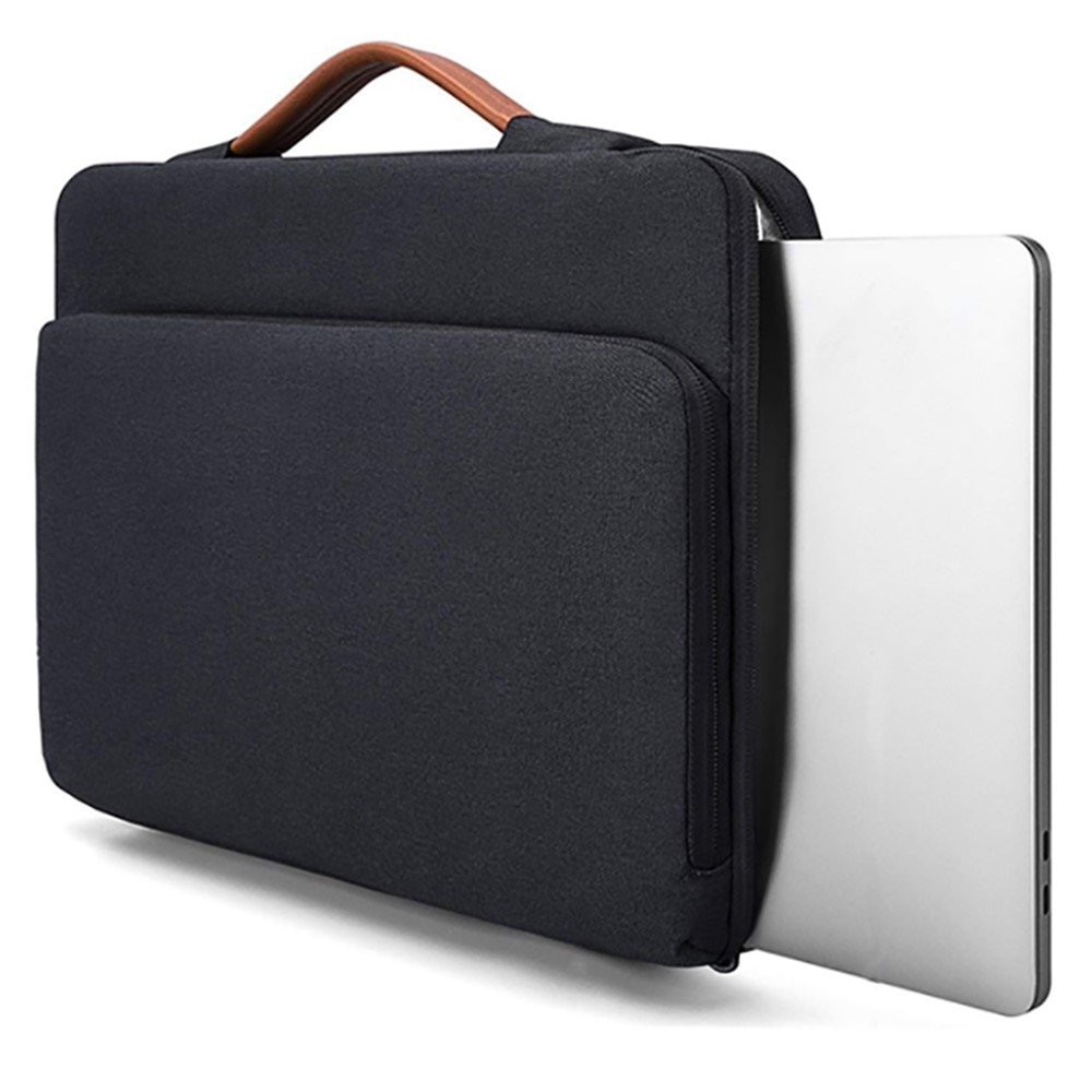 Geanta laptop 13-14 inch, neagra, material waterproof, dimensiuni 35.5x25.1x2.4cm