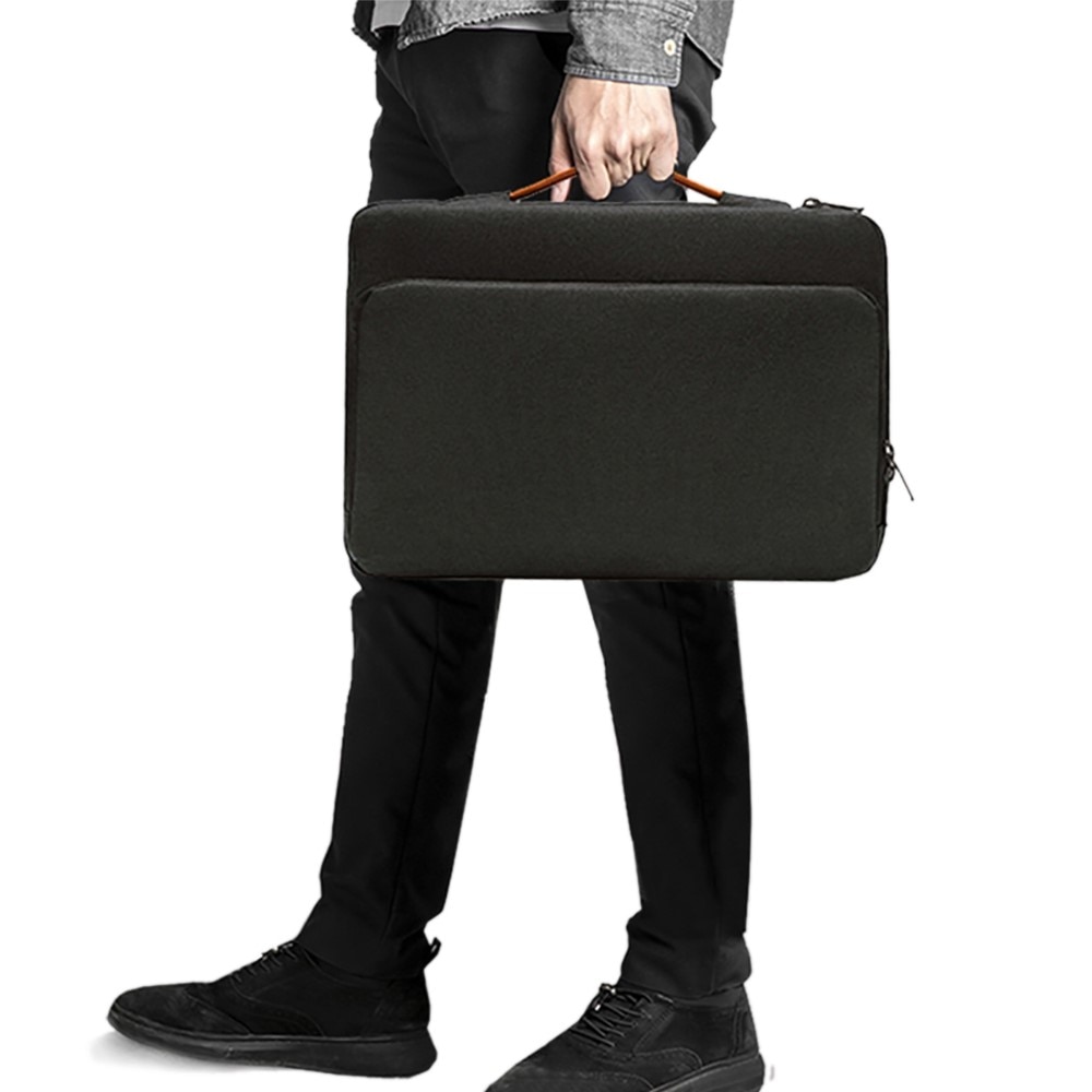 Geanta laptop 13-14 inch, neagra, material waterproof, dimensiuni 35.5x25.1x2.4cm