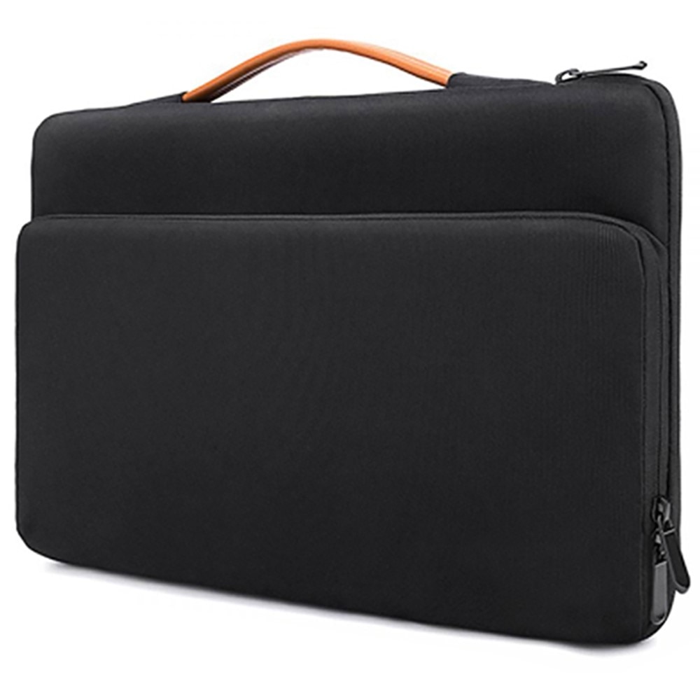 Geanta laptop 13-14 inch, neagra, material waterproof, dimensiuni 35.5x25.1x2.4cm