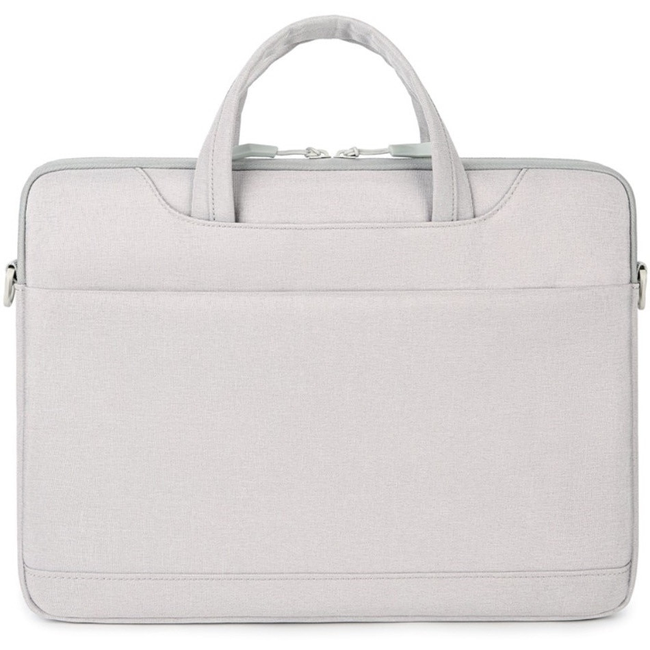 Geanta laptop 14", gri, material Oxford, design elegant, dimensiuni 36x27x3,5cm