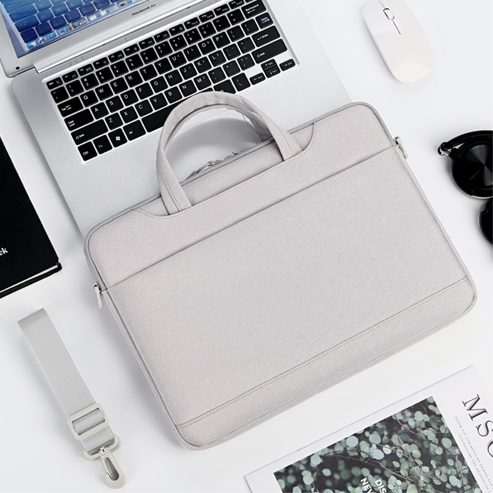 Geanta laptop 14", gri, material Oxford, design elegant, dimensiuni 36x27x3,5cm