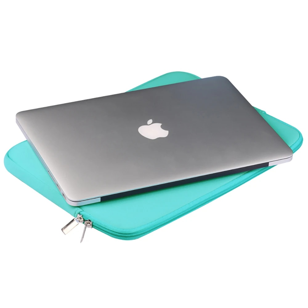 Etui laptop 13-14 inch, verde, material poliester, dimensiuni 32,5x23x1,8cm
