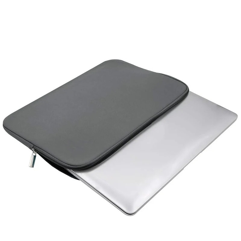 Etui laptop 13-14 inch, gri, material poliester, interior cu spuma 5-6 mm
