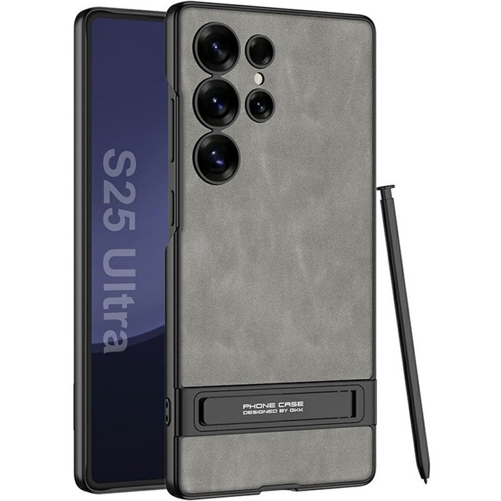 Etui pentru Samsung Galaxy S25 Ultra, GKK, mat, cu suport, gri