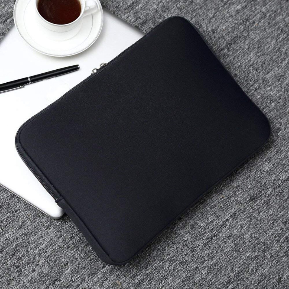 Etui laptop 13-14 inch, negru, material poliester, interior cu spuma 5-6 mm, design subtire