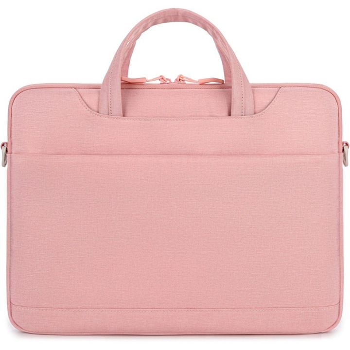 Geanta laptop 14", roz, material Oxford, design practic, set