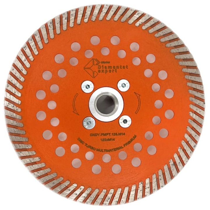 Disc diamantat TURBO Laser 125mm M14, DiamantatExpert, pentru taiat granit, beton armat, durabilitate ridicata