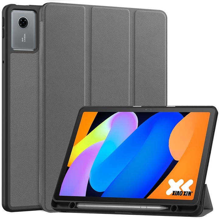 Husa tableta, ERBORD, pentru Lenovo Idea Tab 11", gri, protectie 360, functie suport