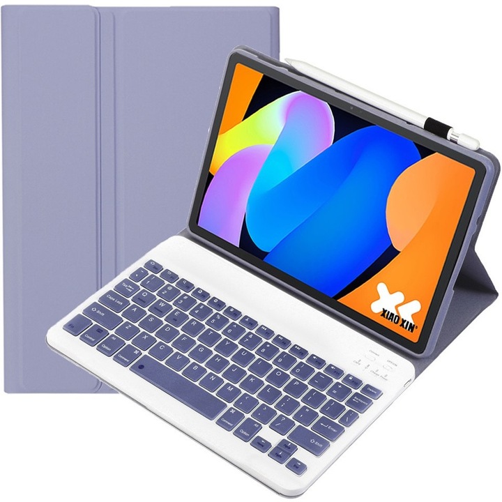 Etui cu tastatura Bluetooth pentru tableta Lenovo Idea Tab 11" 2025, fiolet, functie suport, ecologic