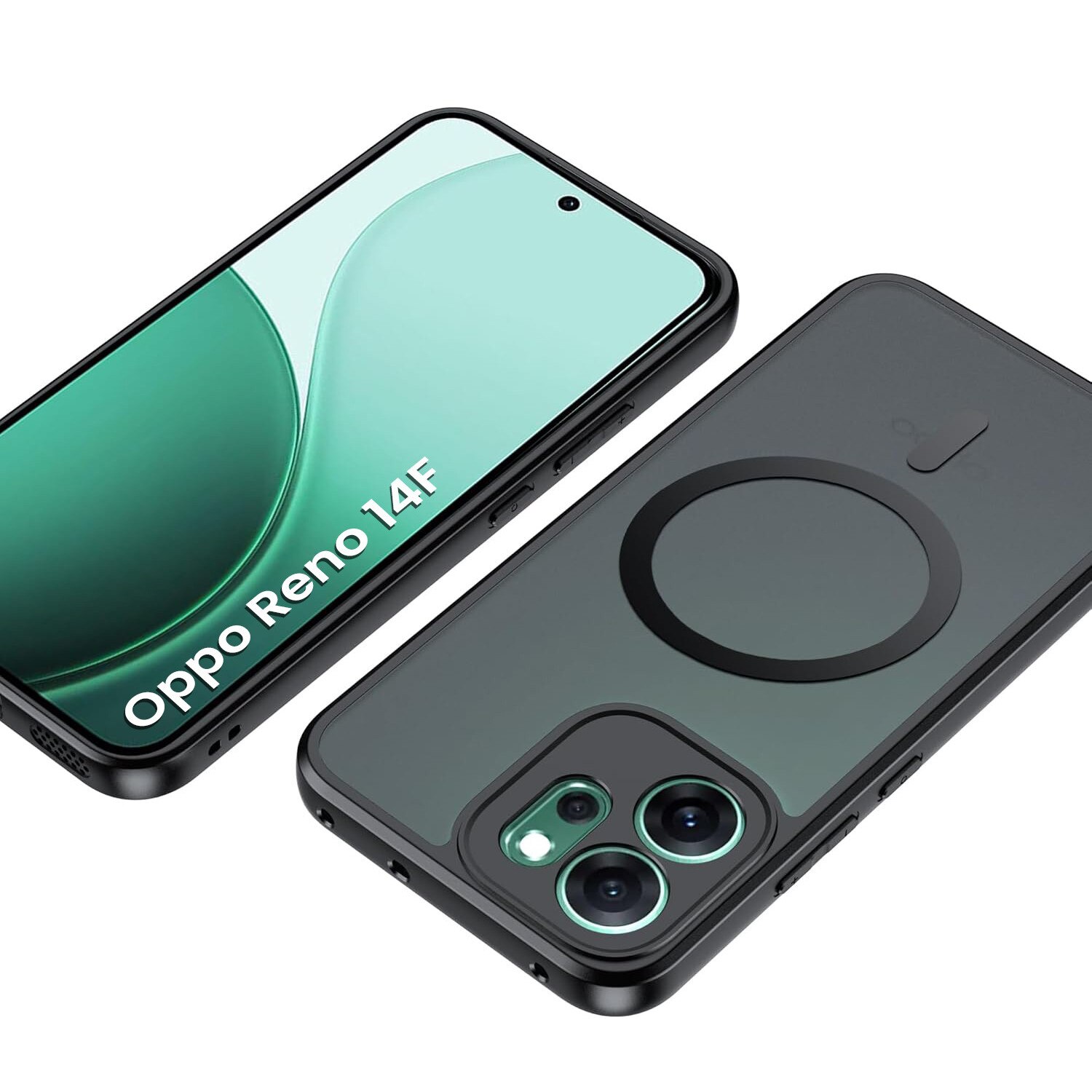Etui Oppo Reno 14F, Matt Case, mat, negru, TPU si acril 2,0 mm, compatibil cu MagSafe