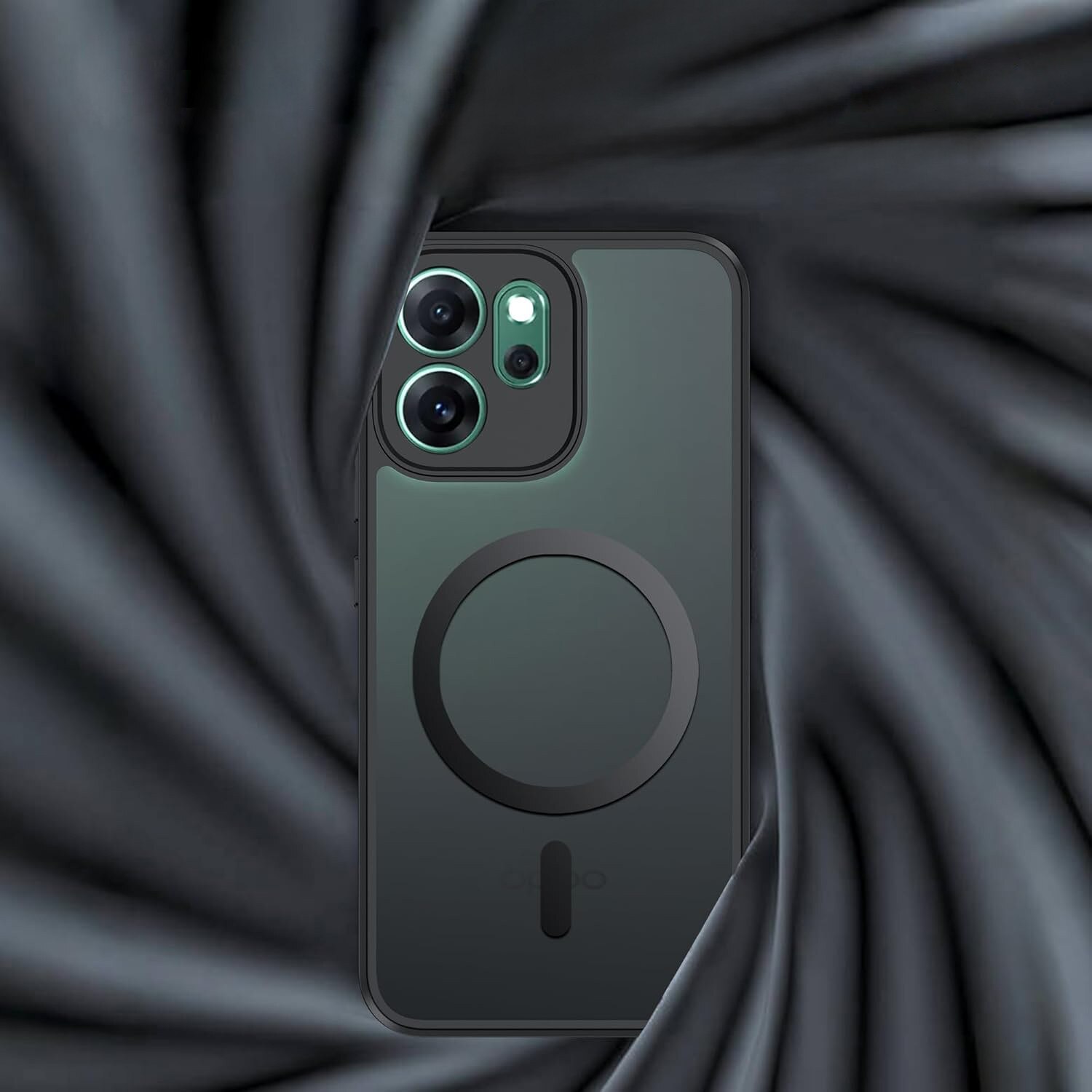 Etui Oppo Reno 14F, Matt Case, mat, negru, TPU si acril 2,0 mm, compatibil cu MagSafe