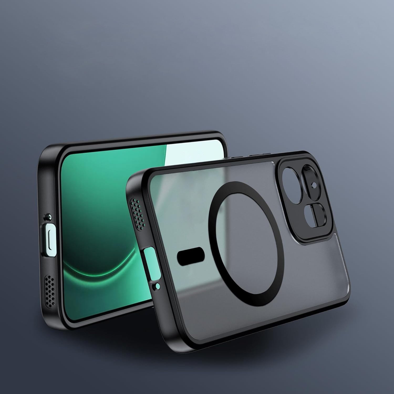 Etui Oppo Reno 14F, Matt Case, mat, negru, TPU si acril 2,0 mm, compatibil cu MagSafe