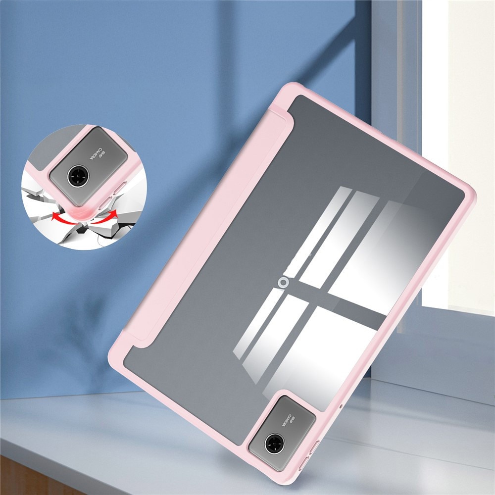 Husa tableta XGSM, roz, cu spate transparent si suport pentru stylus, 11"