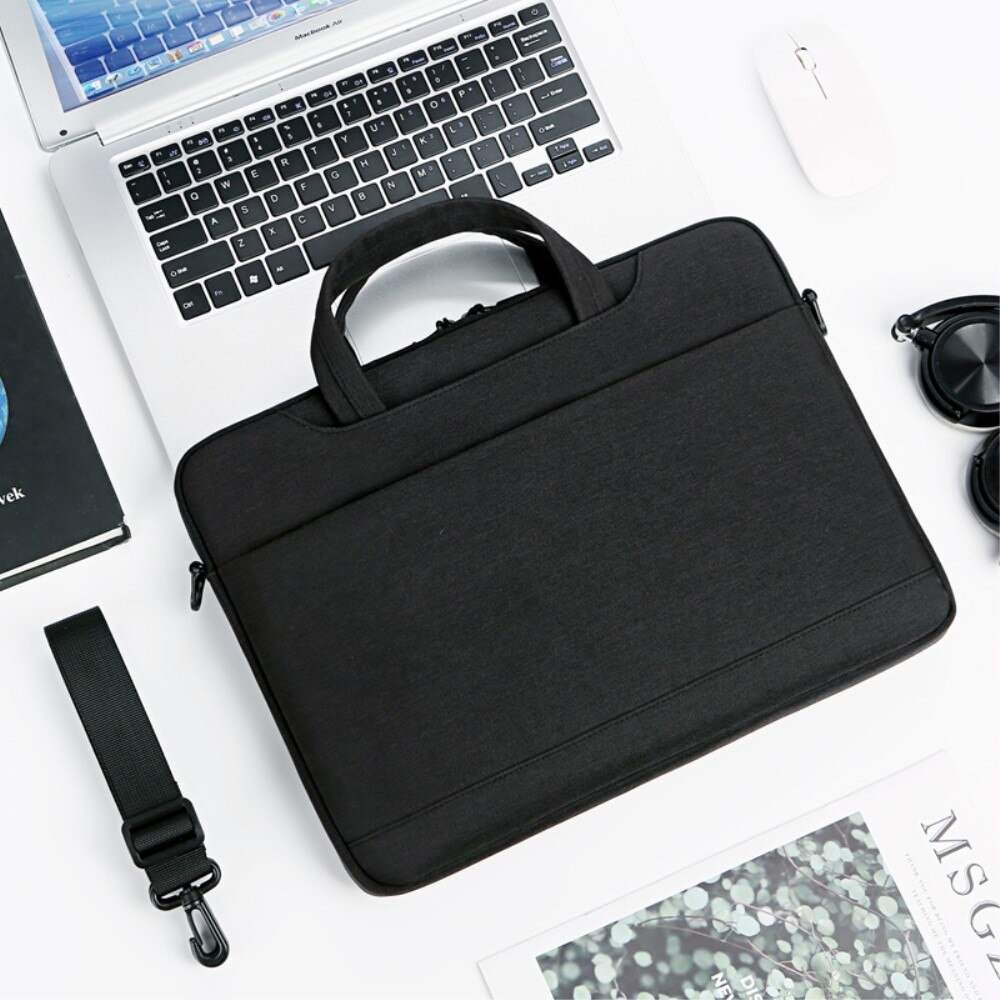 Geanta laptop 14", neagra, material Oxford, design elegant, dimensiuni 36x27x3,5cm