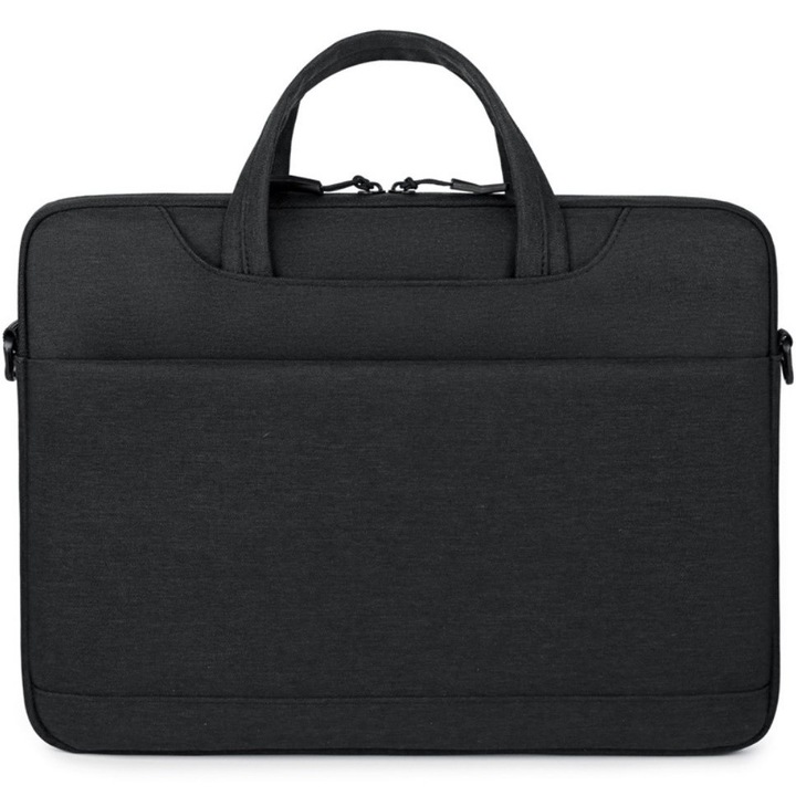 Geanta laptop 14", neagra, material Oxford, design elegant, dimensiuni 36x27x3,5cm