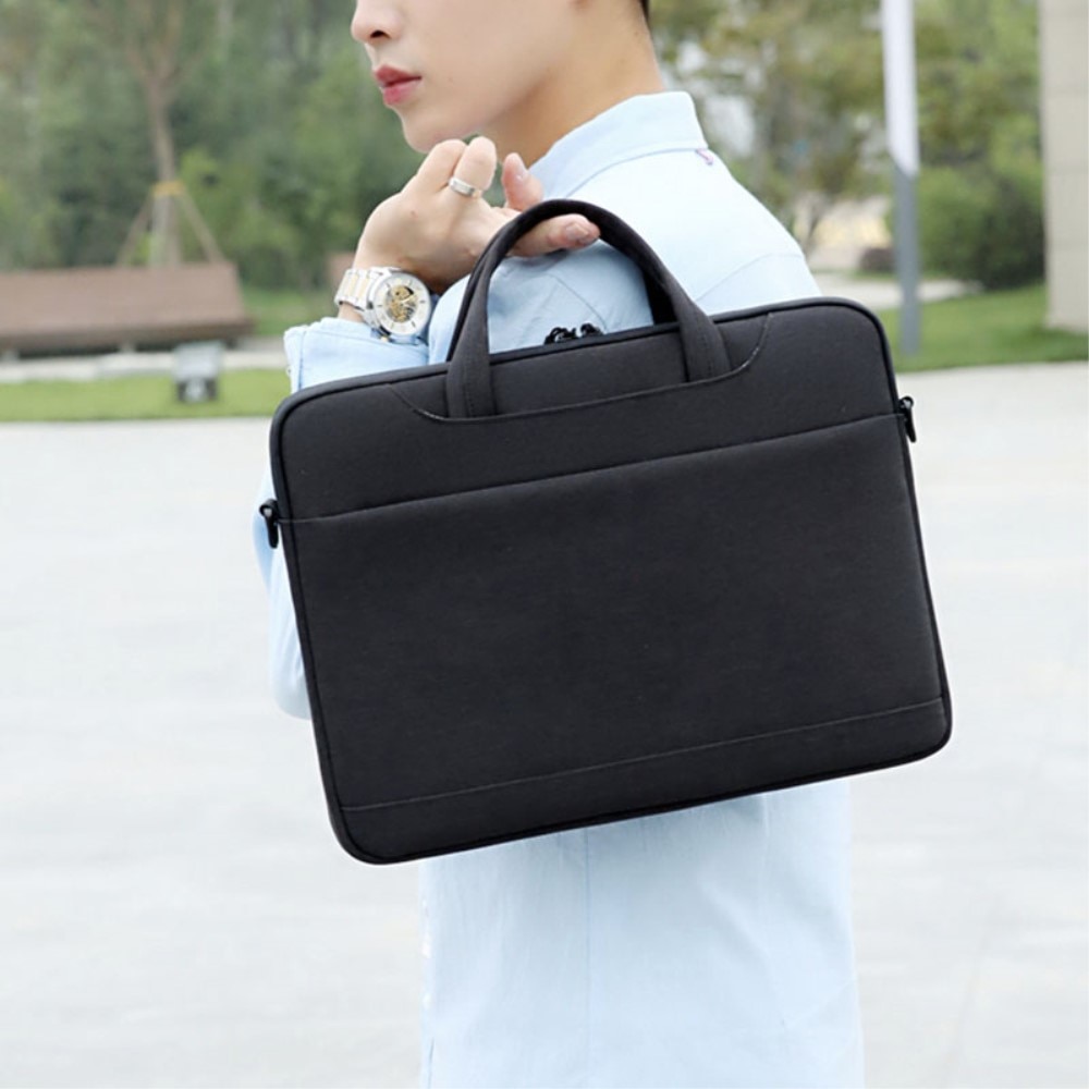 Geanta laptop 14", neagra, material Oxford, design elegant, dimensiuni 36x27x3,5cm