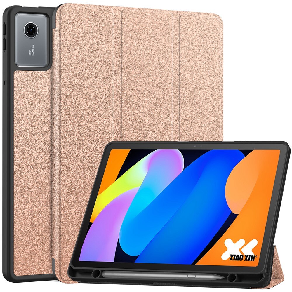 Husa tableta ERBORD pentru Lenovo Idea Tab 11" 2025 TB336FU TB336ZU, auriu-roz, cu slot pentru stylus, protectie 360, functie suport tri-fold