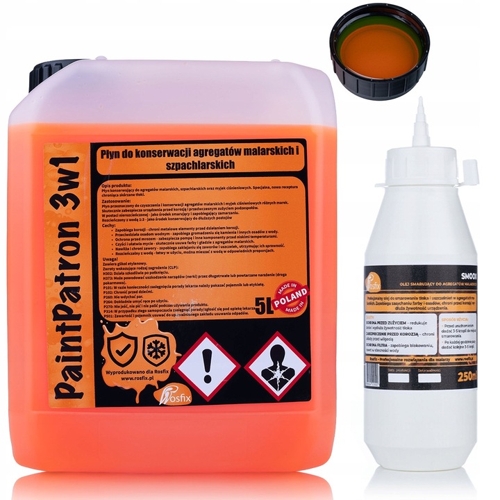 Set service agregat vopsitorie, Rosfix, ulei Smoox 0,25L, lichid 3in1 5L, protectie impotriva coroziunii, utilizare profesionala