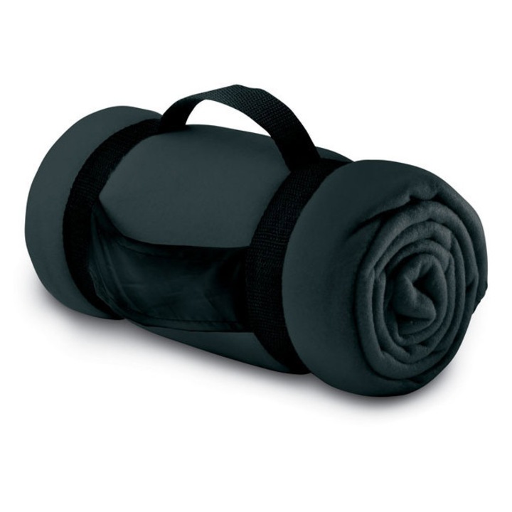 Patura din fleece cu maner gri inchis