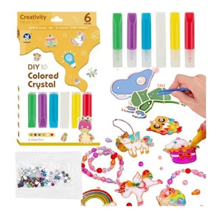 Művészeti festőkészlet MAKSIK, 6 sablon, színes gyémántok, 23x3x14cm, 3 éves kortól