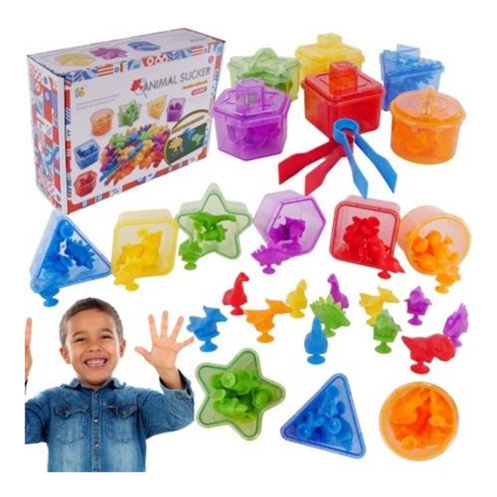 Oktató készlet, MAKSIK, dinoszauruszok, színes válogatók, 24x17x7,5cm