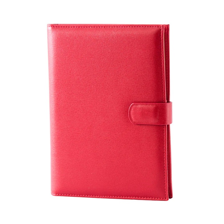 Agenda datata Unika Mille, piele naturala, buzunare interior, rosu, 16x22cm