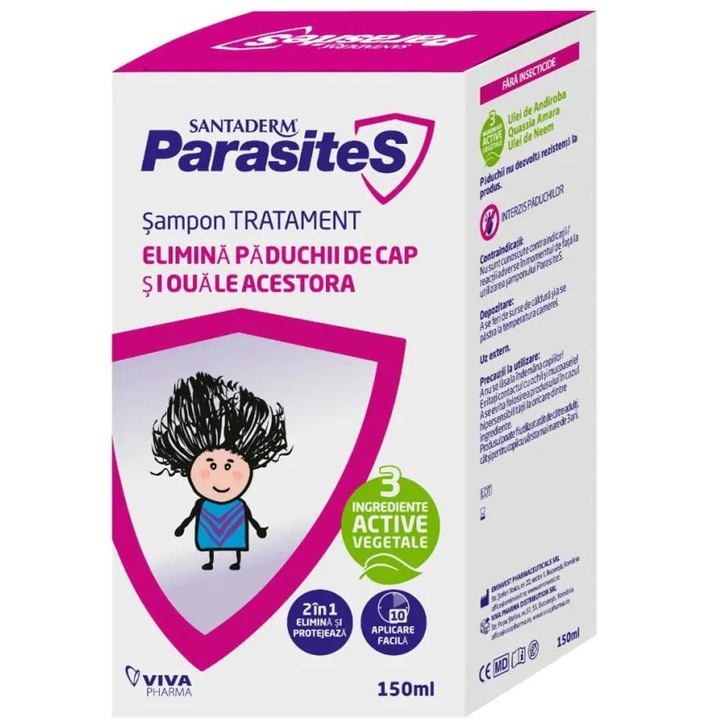 Sampon Tratament pentru Paduchi Santaderm, cu Pieptene, 150 ml