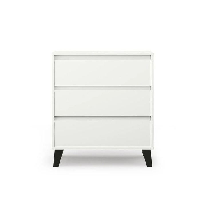 Comoda Expomob BORG, 3 sertare, dimensiune 70x38,8x78,4 cm, culoare alb