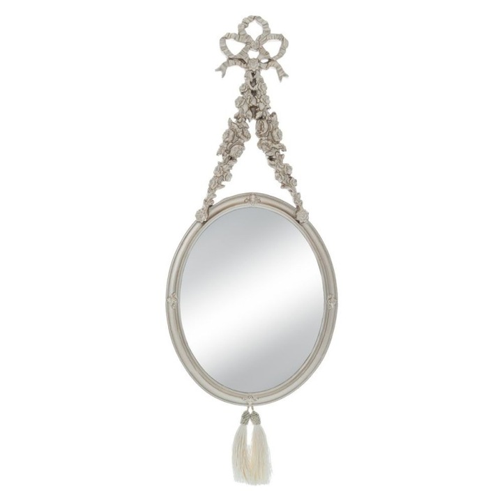 Oglinda decor perete din rasina argintie 22 cm x 49 cm