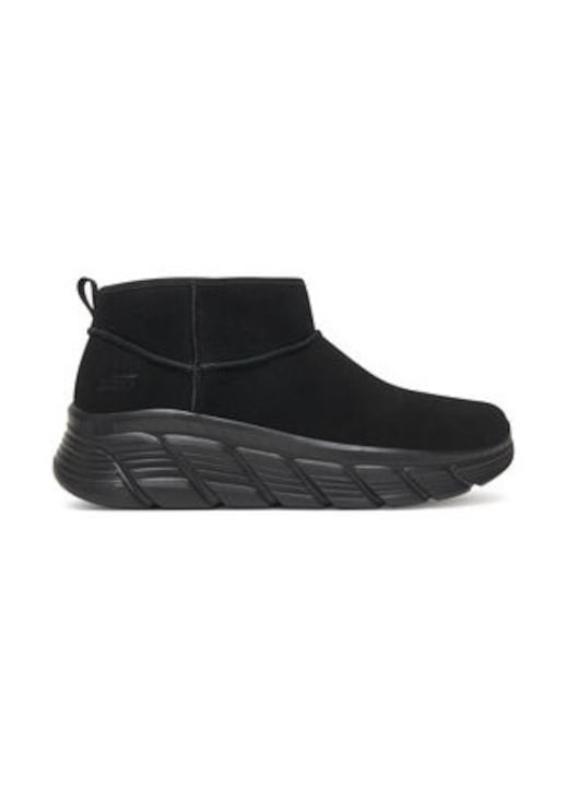Ghete dama 305413970, Skechers, Piele naturala, Negru