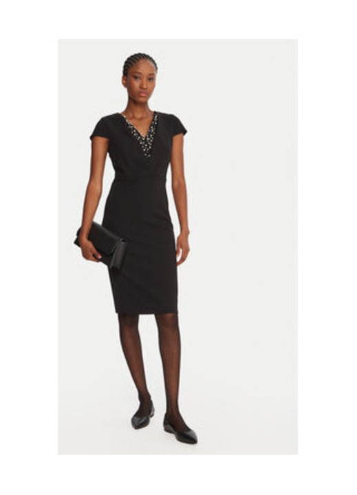 Rochie cocktail femeie, Rinascimento, negru, material sintetic