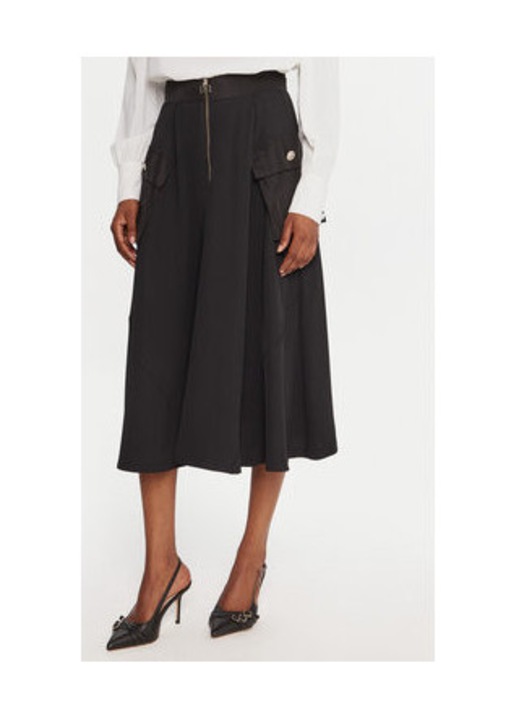 Fusta Midi Rinascimento, negru, din material usor