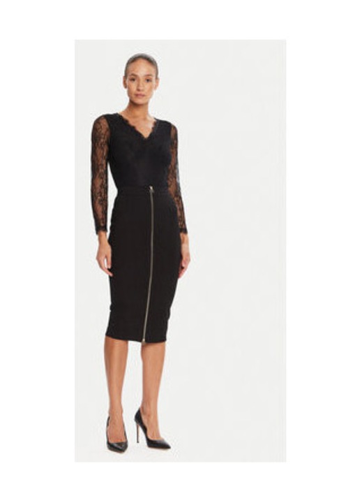 Fusta creion, Rinascimento, neagra, 65% viscoza, 30% poliamida, 5% elastan, S INTL