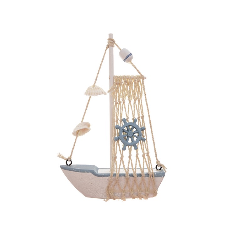 Barca de pescuit, ceramica, 18x10x3 cm