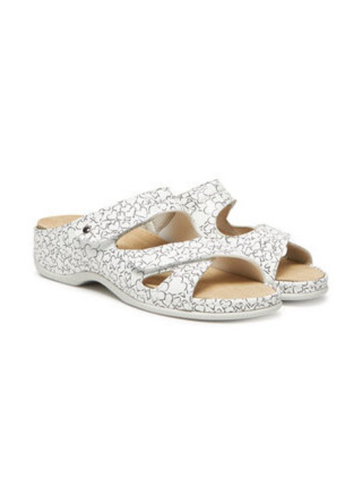 Papuci dama, Berkemann, piele naturala, alb gri