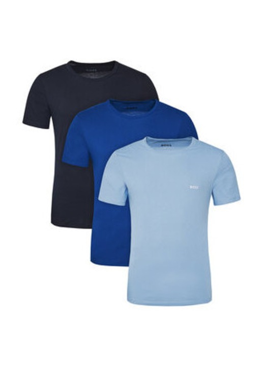 Set de 3 tricouri barbatesti, BOSS, albastru, material sintetic, L INTL