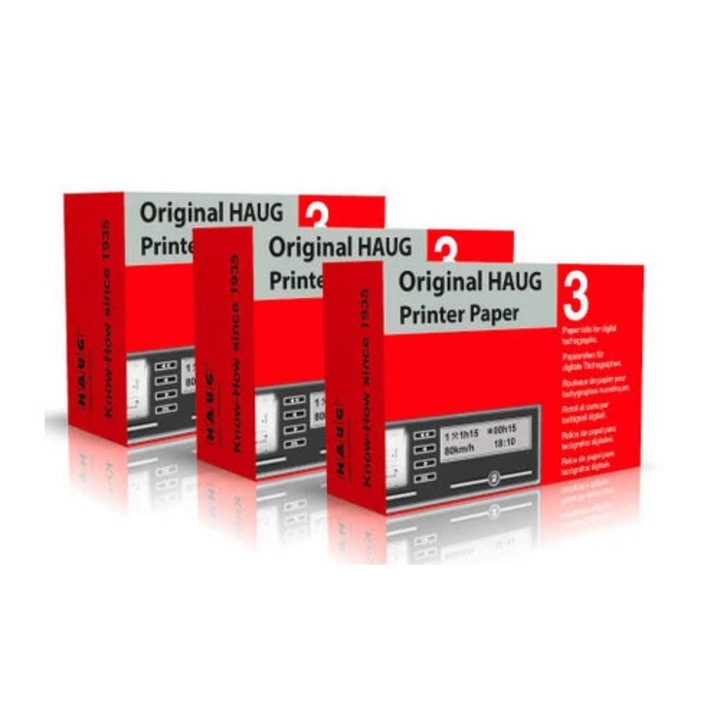 Hartie termica pentru tahograf digital, Haug, set 3 role, made in Germany