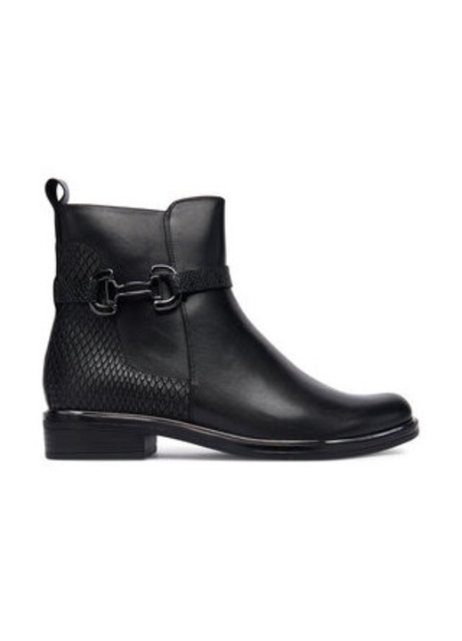Botine, Caprice, piele naturala, negru, Negru
