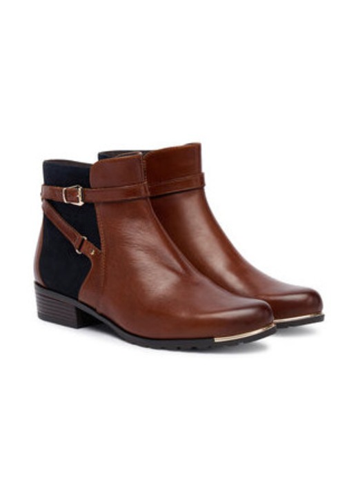 Botine dama Caprice, piele naturala, Negru/Maro