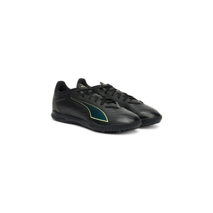 Pantofi de fotbal barbati Puma, piele ecologica, negru/verde