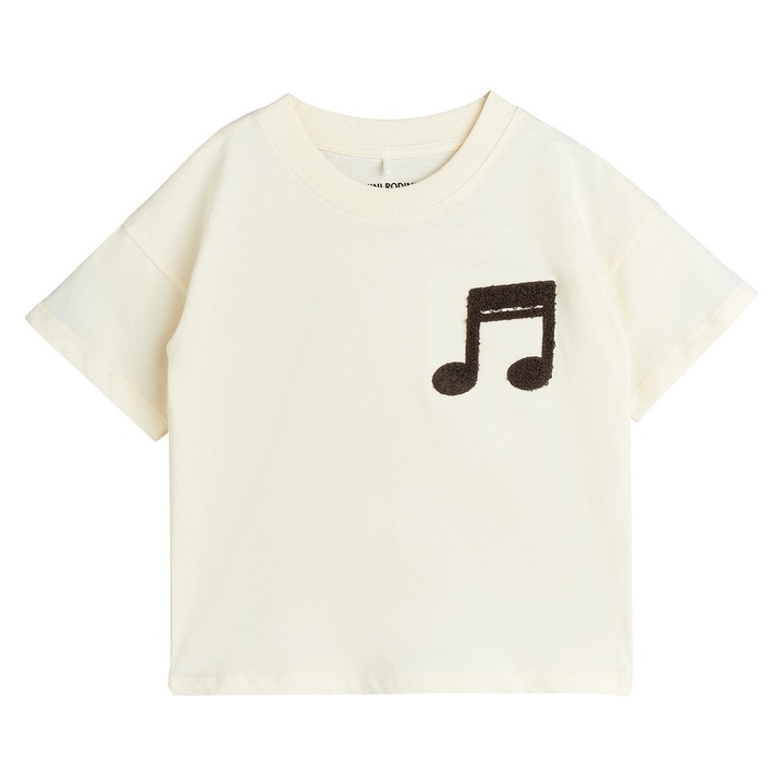 Tricou fete, Mini Rodini, bej/maro, plastic, 140-146 CM