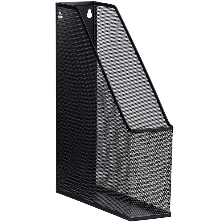 Suport vertical metalic, plasa, tip Mesh, pentru documente, Negru