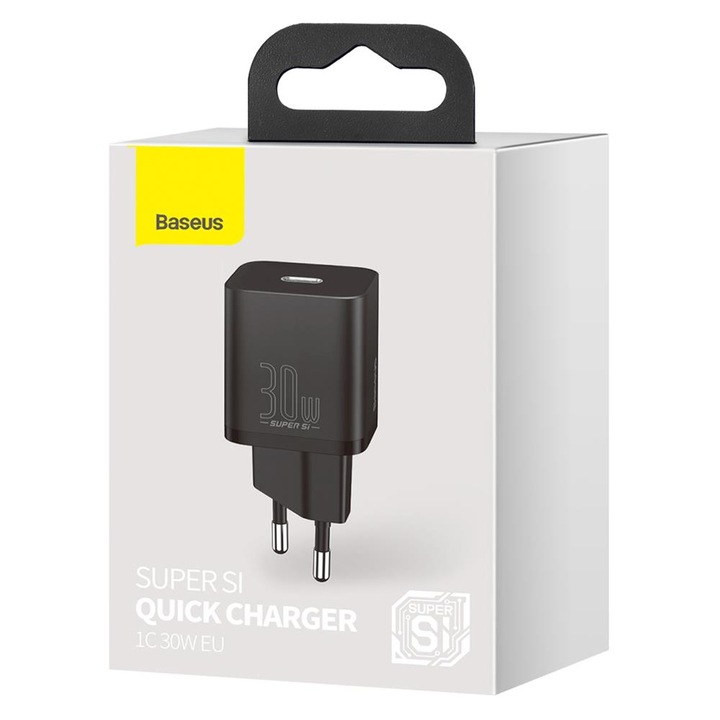 Baseus Super és PD 30W fali töltő 1x USB-C, fekete