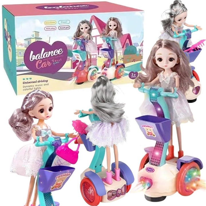 Interaktív baba járművel, MAKSIK, dallamok, LED fények, 16x12x9,5cm